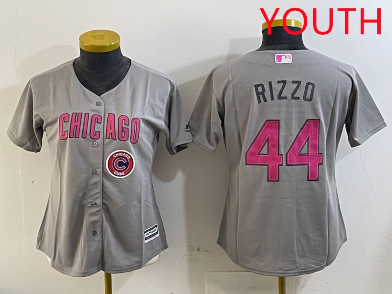Youth Chicago Cubs #44 Rizzo Grey Fashion Game 2025 Nike MLB Jersey style 6